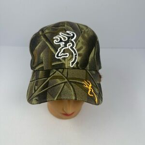 NEW Browning Embroidered Logo Camo Hat Cap Gold Brim Logo Adjustable J8